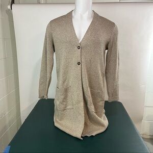 J. Jill Cardigan Women S Tan Knit Grandpa V-Neck 2 button Closure (472